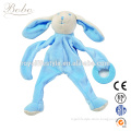 High populairty lovely animal shaped blue bunny plush teether toys for kids and gift